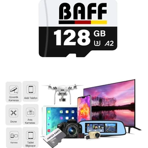 Baff 128GB Hafıza Kartı Video Kayıt Destekli U3 A2 Standartlarında