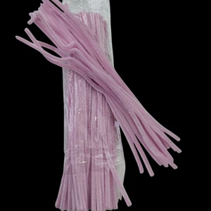50 Adet Pembe Şönil, Tüylü Tel 30 cm