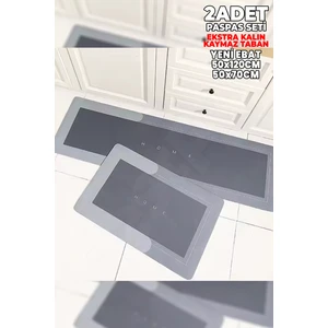 2 Adet (Ekstra Kalın) 50X120 50X70 Su Emici Kaymaz Taban Banyo Paspası Seti Mutfak Tezgah Önü Paspas
