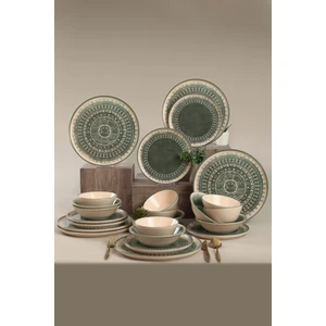 Maya 24 Parça 6 Kişilik Stoneware Yemek Takımı – Çok Renkli Mat Desenli, Dayanıklı ve Kolay Temizlenir