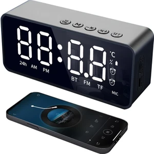 Akıllı Dijital Mini Masa Saati Sıcaklık Göstergeli LED Ekran - Radyo - Çalar Saat Kms-11 _12