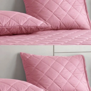 Pamukkale Renkli Alez Pembe %100 Pamuk Kapitone Yastık Koruyucu Alez