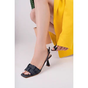 Lusia Model Lacivert Keten Kadın Ince Topuklu Günlük Açık Ayakkabı