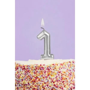 Le Mabelle Gümüş  1 Rakamı Mum