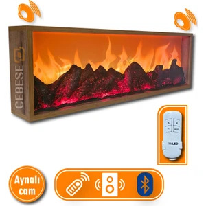 Dekoratif Elektrikli Yapay Şömine - 100 x 31.5 x 16  cm  - Farklı Renk Modları,kumandalı, Bluetooth Ses