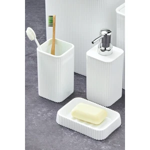 Line 3 Parça Kare Lavabo Banyo Seti - Sıvı Sabunluk Katı Sabunluk Diş Fırçası