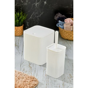 Line 2 Parça Kare Banyo Seti - Çöp Kovası Wc Fırçası Set