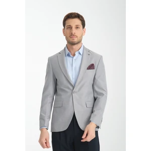 Galdino Erkek Lacivert Kendinden Desenli Slim Fit Mono Yaka Blazer Ceket