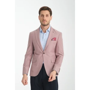 Galdino Erkek Bordo Kendinden Desenli Slim Fit Mono Yaka Blazer Ceket