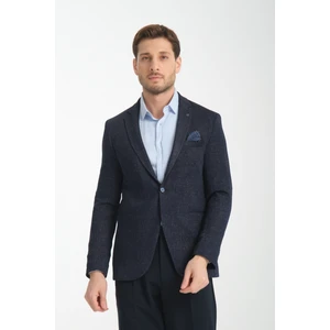 Takiro Erkek Lacivert Esneyen Kumaş Slim Fit Mono Yaka Blazer Ceket