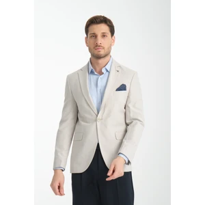 Galdino Erkek Gri Kendinden Desenli Slim Fit Mono Yaka Blazer Ceket