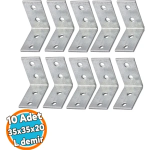 (10 Adet) Mobilya Eşya Dolap Duvara Sabitleme Köşebent Bağlantı Aparatı L Demiri Gönye 35X35X20 mm