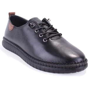 DZA07-1236035 Siyah Ortopedik Günlük Deri Kadın Ayakkabı