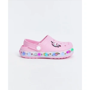 Pembe Unicorn Desenli Tabanı Işıklı Kız Çocuk Plaj Sandaleti Terliği