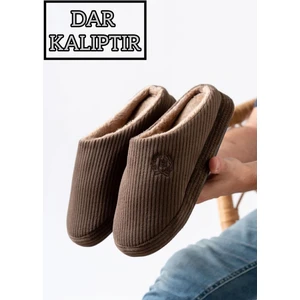 Unisex Nakışlı Kadife Ev Terliği