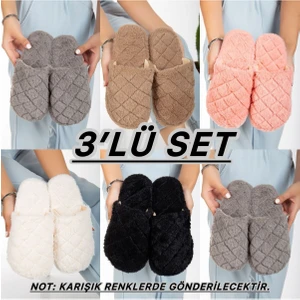 3'lü Paket Terlik Ev Terliği Çeyiz Bohça Seti
