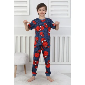 Erkek Çocuk Örümcek Adam Desenli Yazlık Pijama Takımı %100 Pamuk Süprem Penye 3-13 Yaş