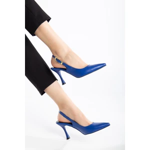 Kadın Lacivert Vegan Cilt Stiletto  Topuklu Ayakkabı