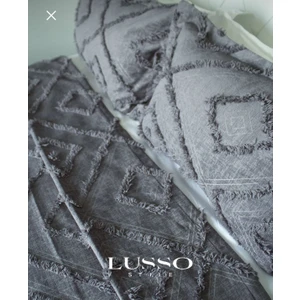 Lusso Stile Iskandinav Çift Kişilik Yatak Örtüsü Antrasit Füme 250X260 ve 2 Adet Yastık Kılıfı