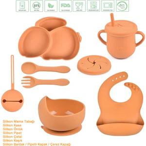 Tavşan Figürlü Vakumlu Silikon Beslenme Seti