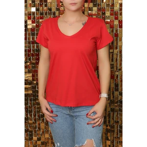 Kadın V Yaka Penye T Shirt