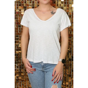 Kadın V Yaka Penye T Shirt