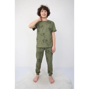Erkek Çocuk Oyun Konsolu Desenli Yazlık Pijama Takımı %100 Pamuk Süprem Penye 3-13 Yaş