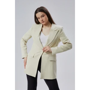 Bej Kruvaze Uzun Blazer Ceket