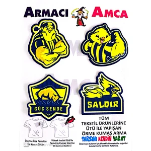 Armacı Amca Ütü Ile Yapışan 4 Adet Örme Kumaş Arma Yırtık Kapatıcı Pratik Yama Tekstil Patch 
