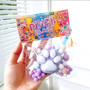 Kedi Patisi-Taba Sukuşi - Squishy Pati- Tüylü Pati - Stress Oyuncak Mor Kawaii Kore Tarzı