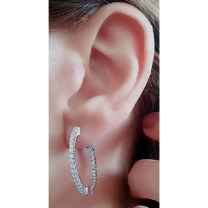 Ose Shop Pırlanta Işıltısında Zirkon Taşlı 925 ayar Gümüş Lüks Halka Küpe