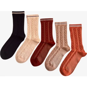 Kadın 5'li Paket Soket Çorap Lacivert Karışık