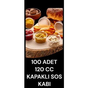 100 Adet 120 cc Kapaklı, Sızdırmaz Sos Kabı ( Et-Kemik Suyu, Bulyonluk, Ketçap-Mayonez-Hardal Kabı )
