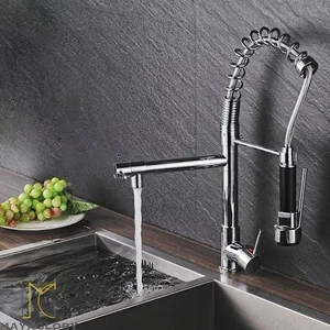 Musluk Spiralli Çift Başlı Endüstriyel Lüx Mutfak Evye Bataryası 1.SINIF TR ÜRETİM