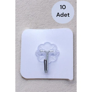 Şeffaf Yonca Askılık 10 Adet  Güçlü Kendinden Yapışkanlı Kapı Duvar Askıları Mutfak Banyo Kanca Askı