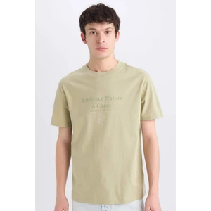 %100 Pamuk Regular Fit Bisiklet Yaka Baskılı Kısa Kollu Tişört E0580AX25SM