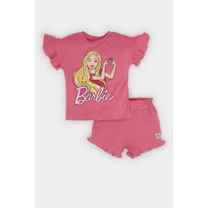 Kız Bebek Barbie 2'li Takım Kısa Kollu Tişört Beli Lastikli Şort E9128A525SM