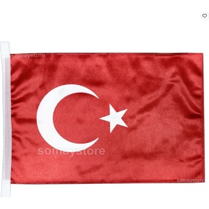 Marine Tekne Türk Bayrağı Çift Katlı Saten Kumaş 30x45cm