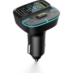 Jops F9 Araç Fm Transmitter 5.3 Bluetooth Araç Kiti USB Type-C 18W Hızlı Şarj Çıkışlı Çakmaklık Girişli