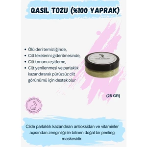 Fadhila Organics 25GR Qasil Tozu, %100 Doğal Yüz Maskesi ve Peeling, Köpüren Yaprak Tozu