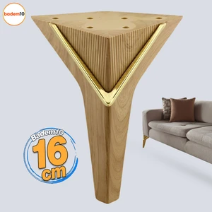 Empoli 16 cm Açık Ceviz Gold Lüks Mobilya Oturma Grubu Kanepe Sehpa Ünite Koltuk Ayağı Baza Ayakları