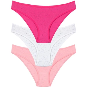 Kadın 3'lü Desenli Pamuklu Bikini Külot