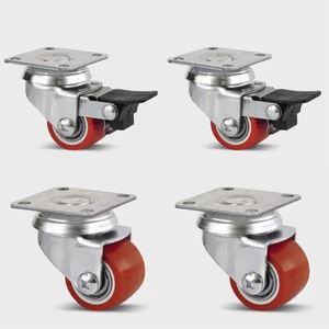 Burak Teker 35 Mm'lik Tablalı Turuncu Rulmanlı Döner Ağır Yük Tekeri - 4'lü (2 Frenli 2 Döner)