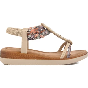 Bej İşlemeli Hafif Ince Taban Kadın Sandalet 358131 Z