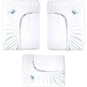 %100 Pamuk Lastikli Beyaz Renk Bebek Çarşafı 3 Adet 60X120CM Beyaz Çarşaf