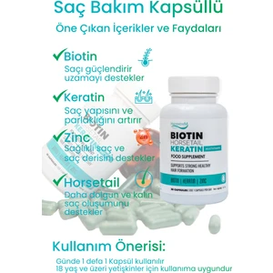 Saç ve Tırnak Vitamini - Biotin, Keratin, Çinko ve At Kuyruğu Ekstraktı Içeren Saç Vitamini Desteği