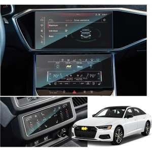 Audi A6 2019-2024 Model Alt Üst Multimedya ve Klima Kontrol Uyumlu 3 Parça 9h Nano Ekran Koruyucu