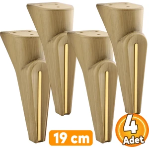 (4 Adet) Nota Açık Ceviz 19 cm Mobilya Kanepe Tv Ünitesi Koltuk Ayağı Ayakları Ahşap Desenli