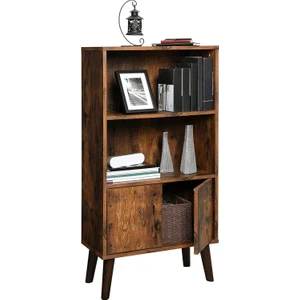 Kitaplık, 2 Raflı ve Dolap Kapılı, Oturma Odası Dolabı, Vintage Kahverengi LBC09BX