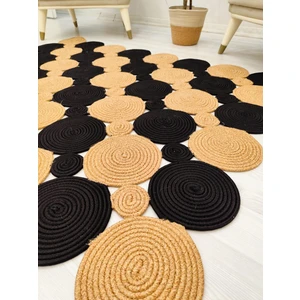 Jüt Hasır Görünümlü Desenli Modern El Örgüsü Dikdörtgen Halı Kilim